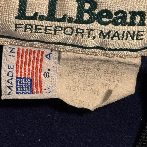 VTG LL Bean Anorak Mens L Teal 1/4 Zip Pullover Hooded Fleece Lined USA Made - Picture 7 of 10